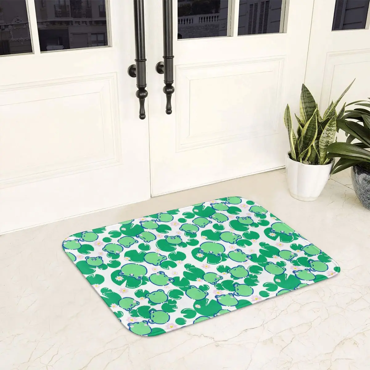Lily Frog Cute Illustration Non-slip Doormat Floor Mat Durable Carpet Rug for Kitchen Entrance Home Bedroom Footpad Mats
