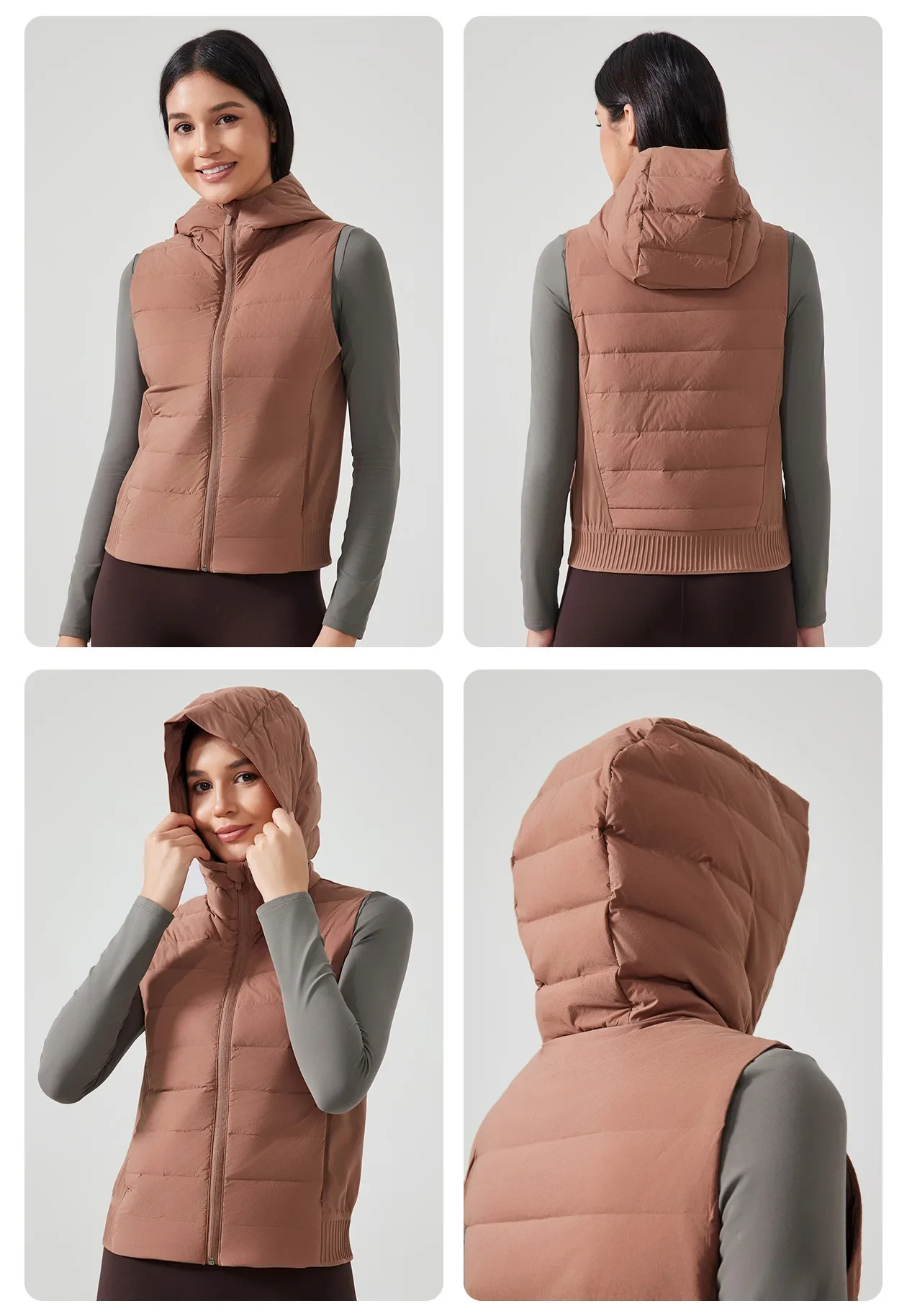 Custom Logo Front Zipper Winter Coat Active Sport Warm Duck Padded Women Gilet Lightweight Sleeveless Insulated Down Jacket