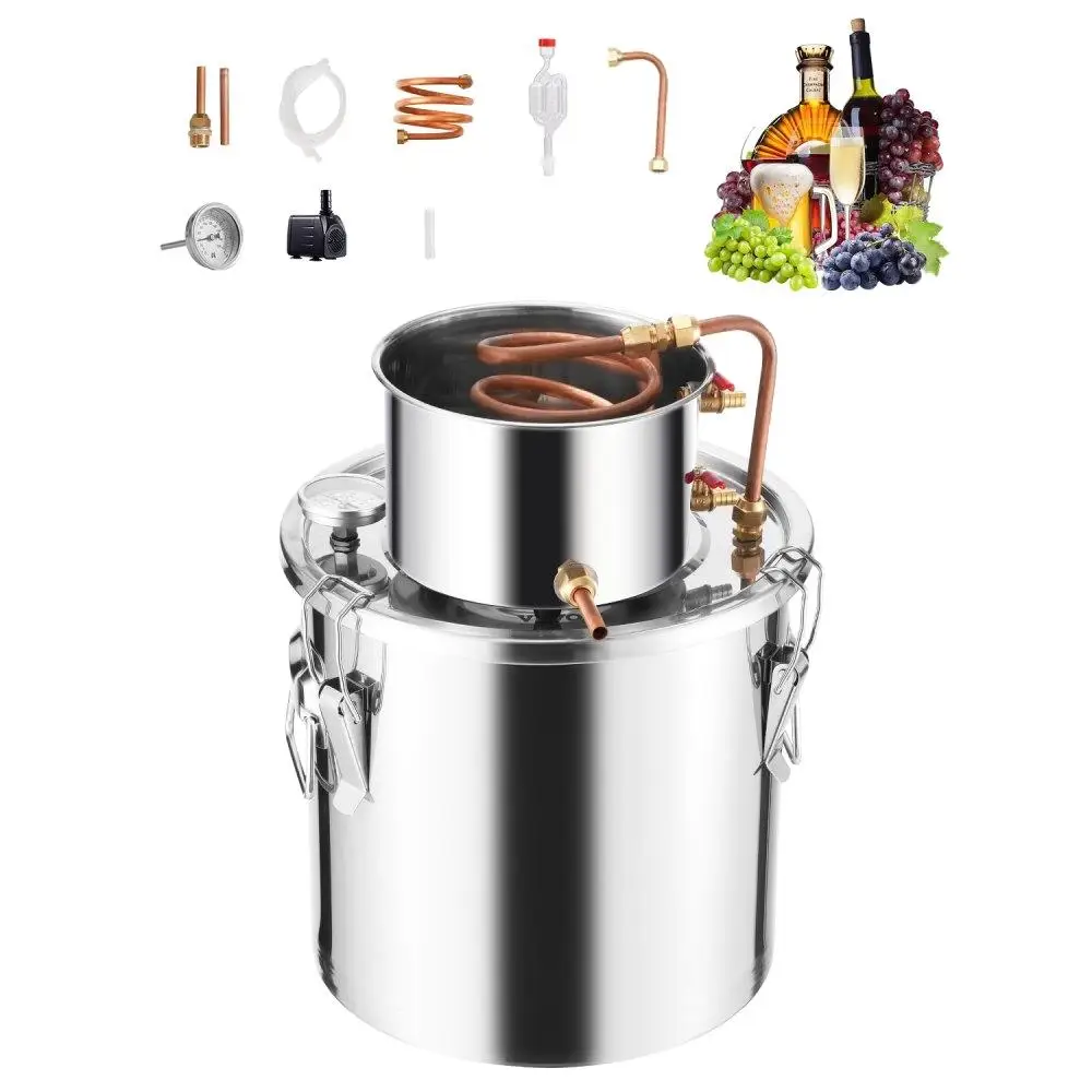 

5 Gallon Stainless Steel Home Brewing Still Kit for Alcohol And Wine Making Suitable for Kitchen And Bar Use