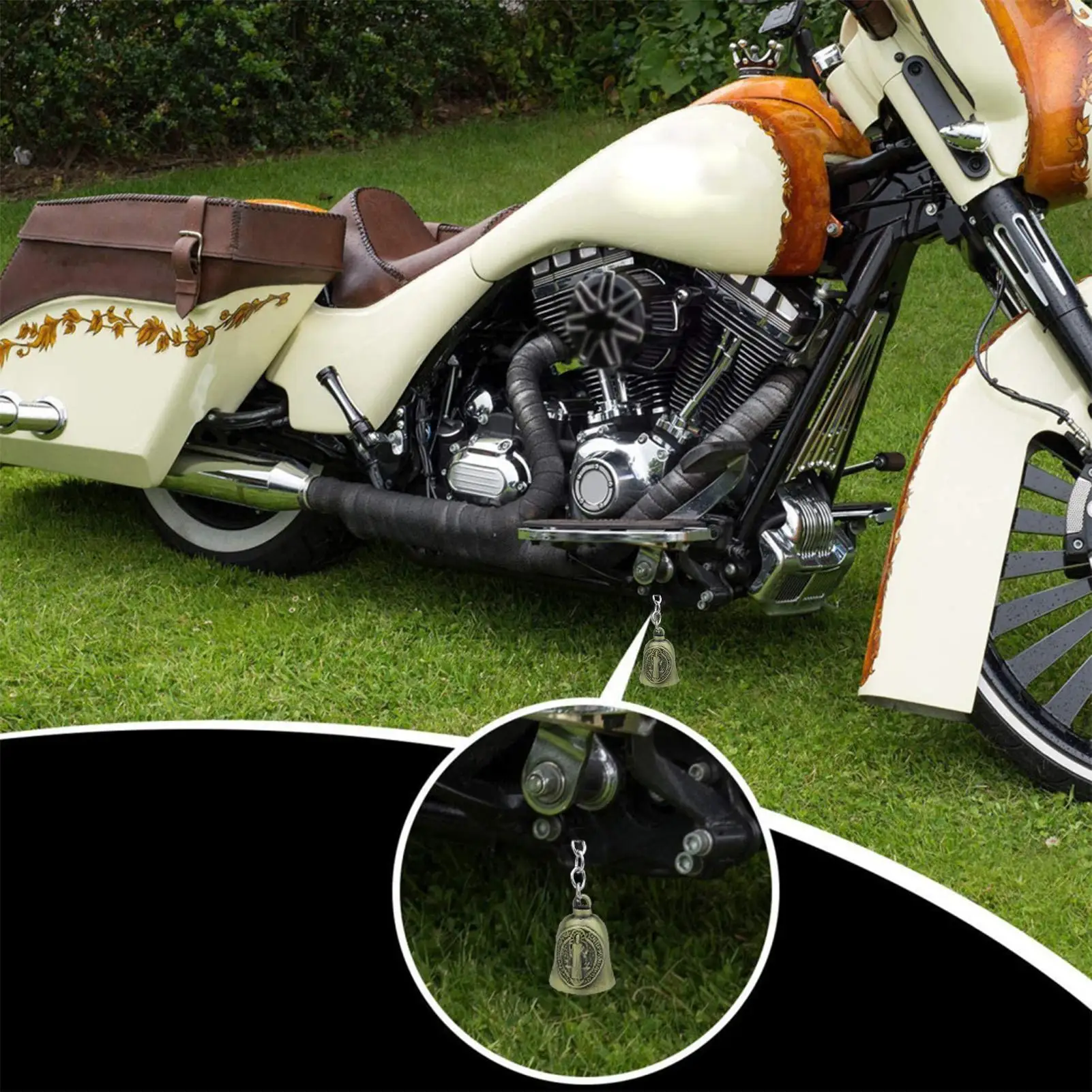Gremlin Bell Motorcycle Good Luck Jesus Bell Creative Motorcycle Bell Accessories for Good Luck Retro Riding Luck Key Chain Bell