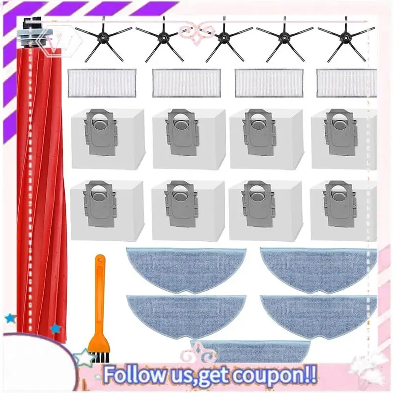 

Прочный набор аксессуаров для Roborock S7 Maxv Ultra, аксессуары, совместимые с мешками для пыли с основной щеткой Roborock S7 Pro Ultra