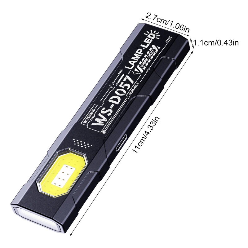 LED COB Flashlight Type C Rechargeable 600LM Portable Mini Torch Pocket Lantern Flood Work Light With Magnet For Emergency