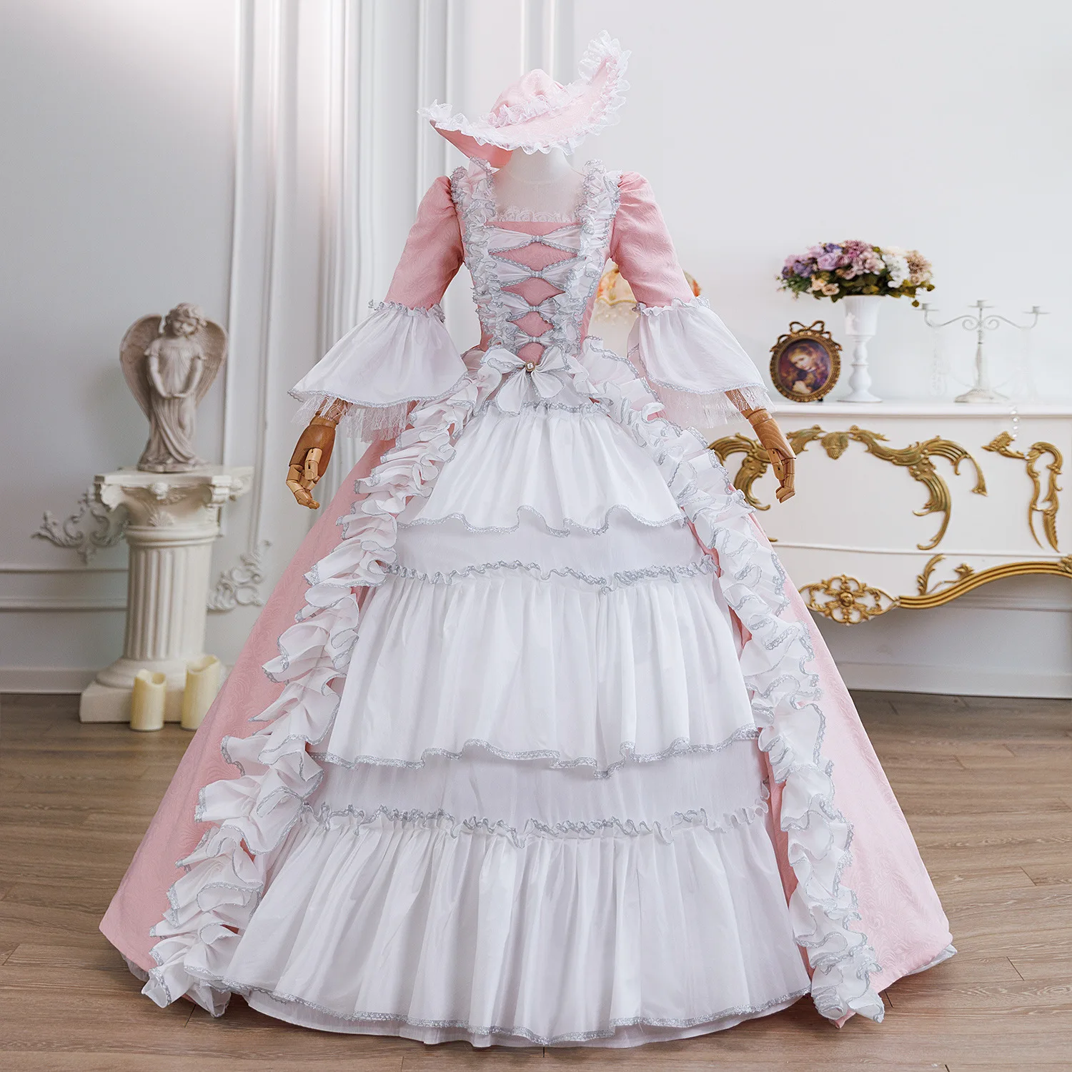 French Court Dress Performance Costume, Travel Catwalk Makeup Ball Annual Meeting Princess Dress Drama Flower Wedding Abendkleid