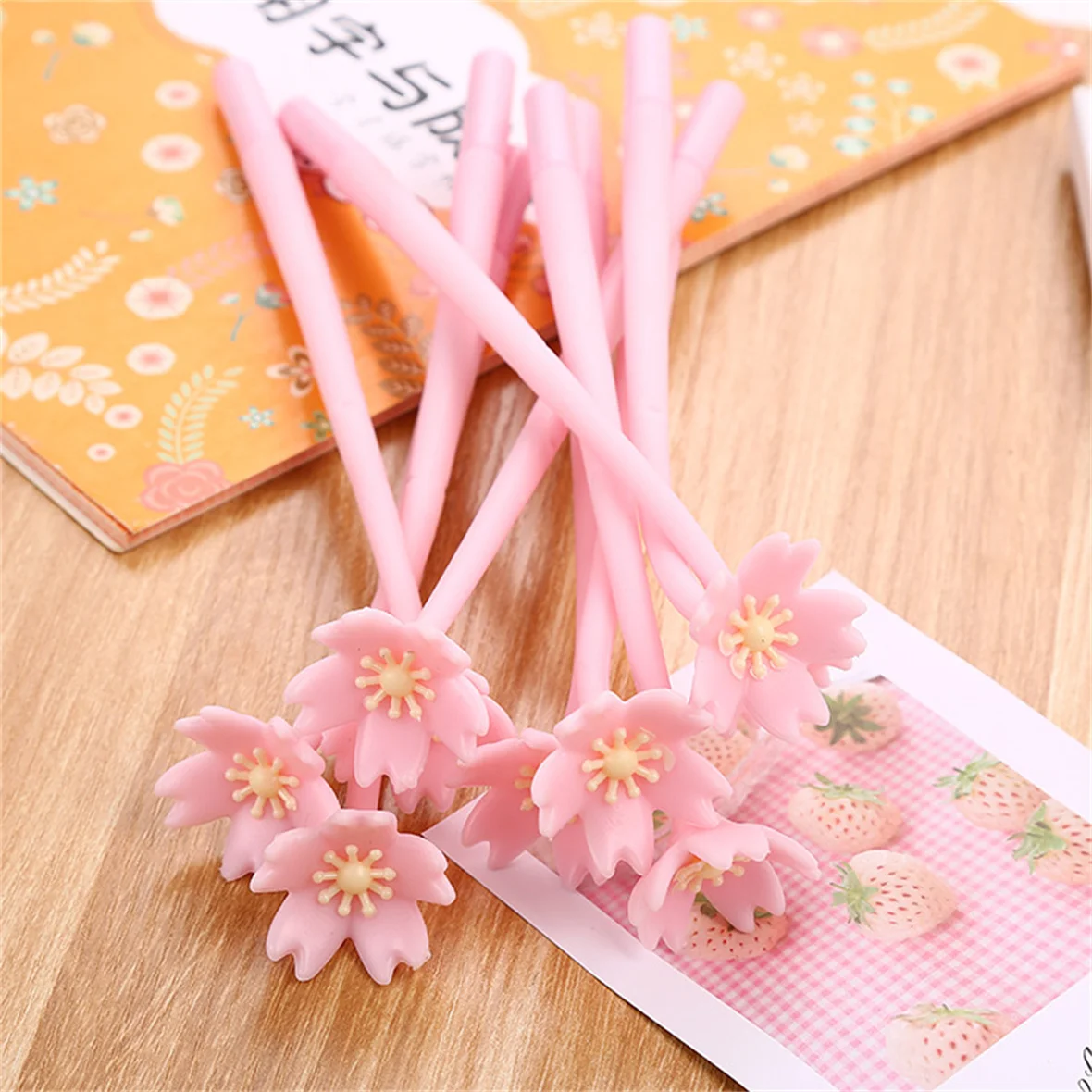 20PCS Pink Cherry Blossom Neutral Pen Gel Ink Pen School Supplies Office Stationery Gift