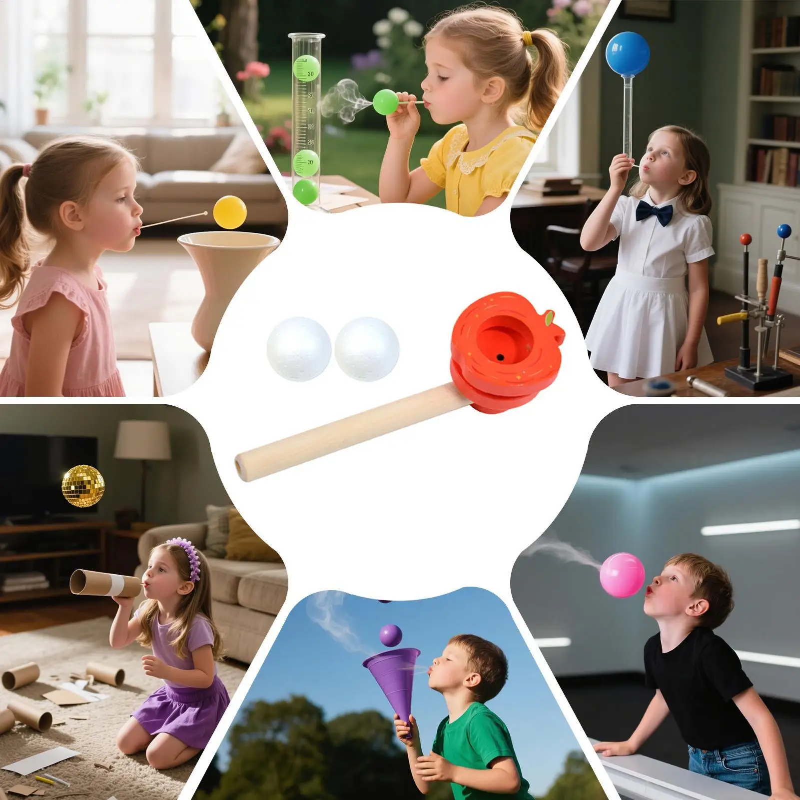 Bola que sopla juguete equilibrio bolas flotantes juguetes que soplan diversión ergonómica desarrollo cognitivo suministros de fiesta para niños para el día de los niños