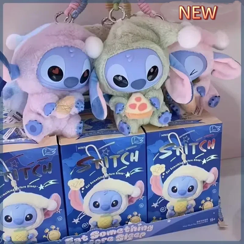 

Miniso New Stitch Eat Some Thing Before Sleep Series Vinyl Blind Box Bag Pendant Cute Plush Doll Mystery Box Toy Surprise Gifts