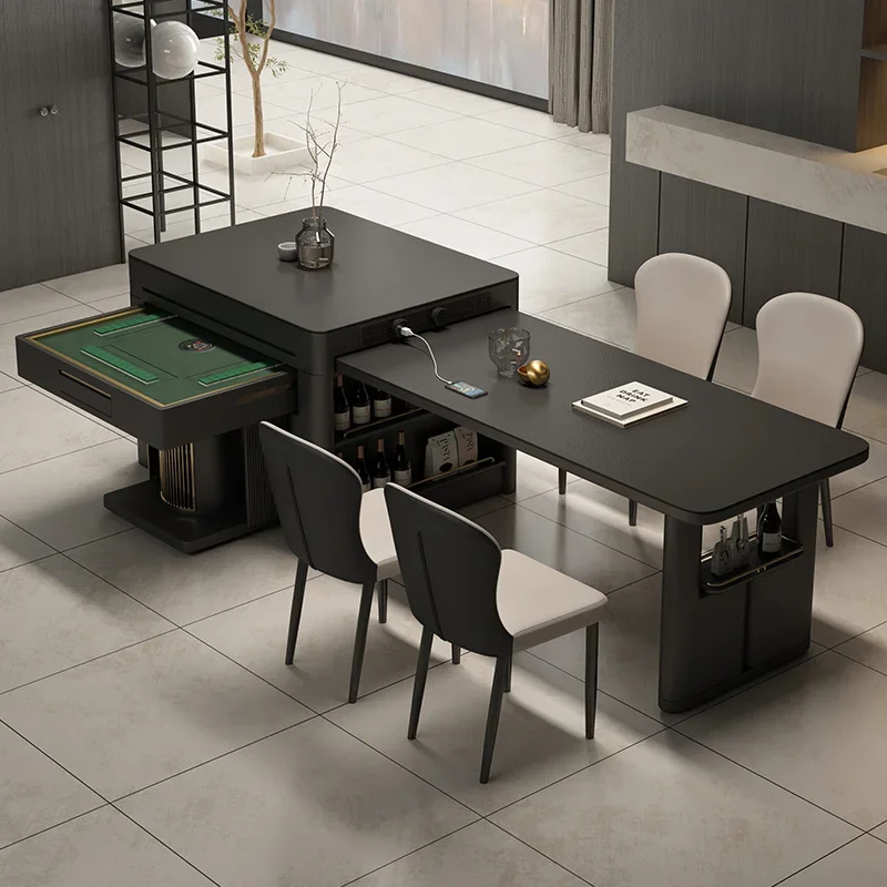 rock slab dining table mahjong table island desktop integrated dual-purpose retractable family restaurant