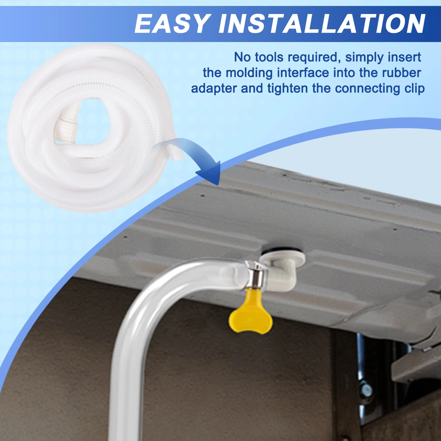 

YCOC-Dehumidifier Drain Hose, 13Ft Flexible Drain Hose With Cuttable Rubber Adapter And Connect Clamp, Hose Replacement