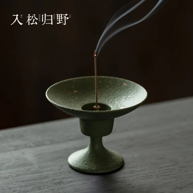 Retro Gold Sprinkled Coarse Clay Household Indoor Incense Holder Zen Aesthetic Premium Burner For Agarwood Incense