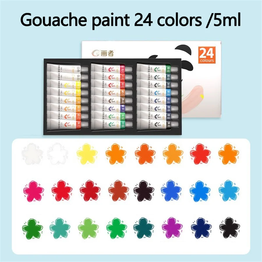 Gouache-Farbset, mit 12 Farben/18 Farben/24 Farben, 5 ml/0,17 oz Farbtuben, bietet satte Farben für Porträts – Detail 5