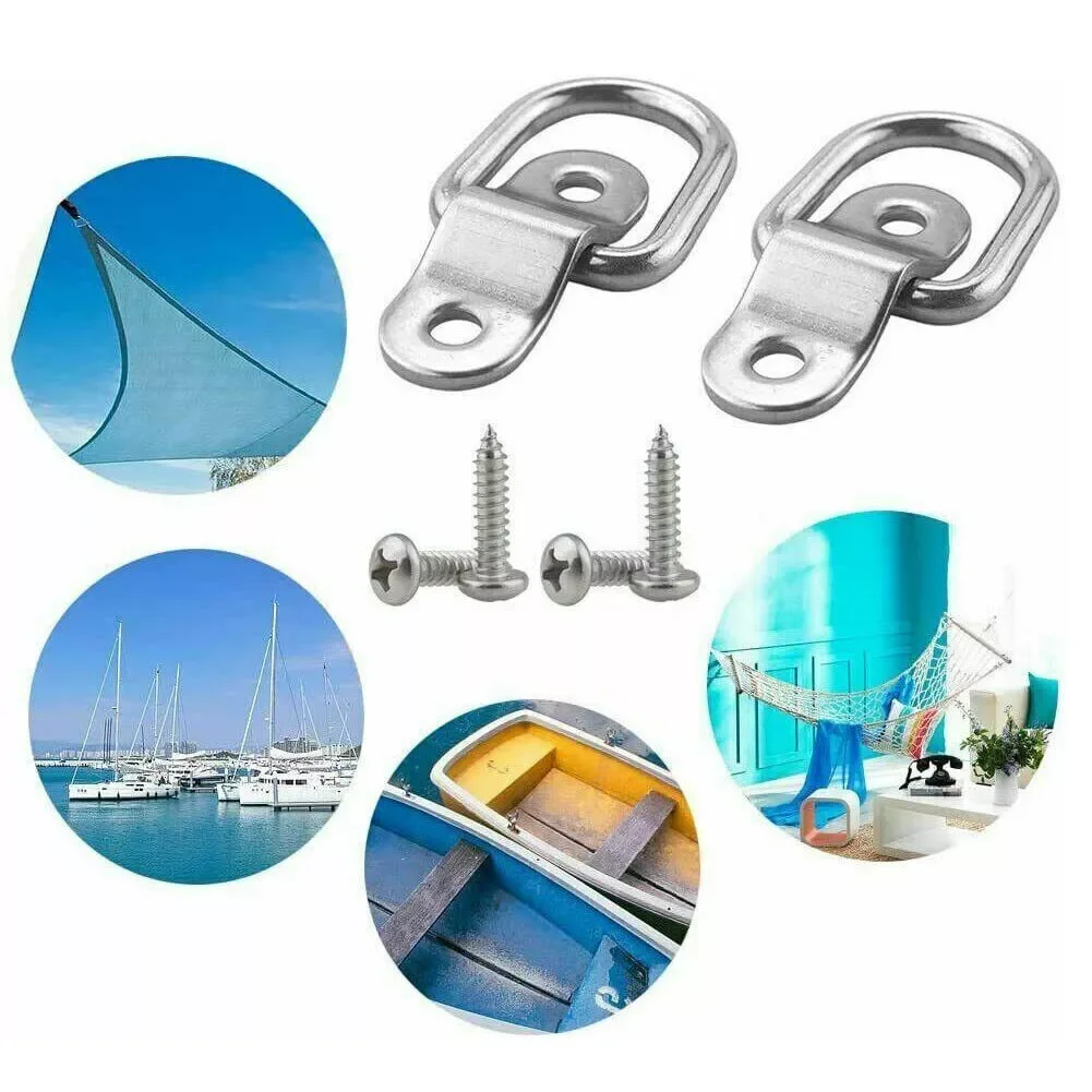 10PC Point D-Rings Hook Mounting Brackets Tie Down Ring Load Anchor Lashing Heavy Duty Steel Trailer Van Boat Truck Parts