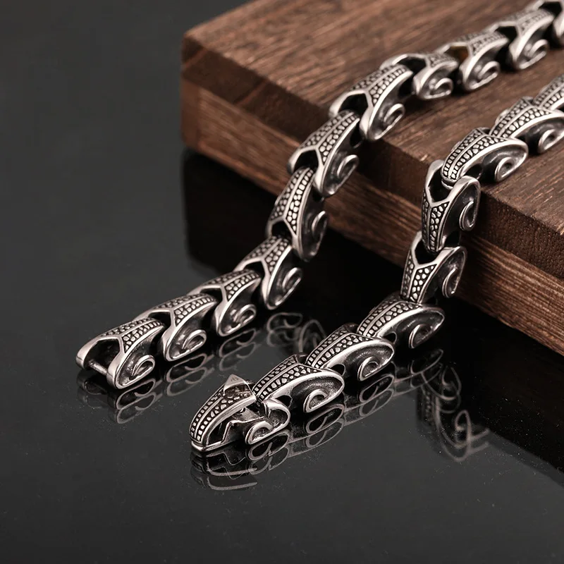 Ouroboros vary length dragon link men jewelry punk 316L stainless steel wear method chain necklaces 1pc with wooden box