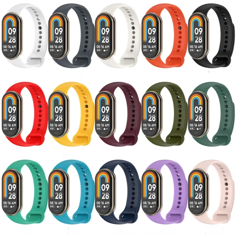 For Xiaomi Mi Band 8 Smartband Strap Correa Silicone Wristband Bracelet Watchband mi band 8 ремешок mi band 8 (Metal insert)