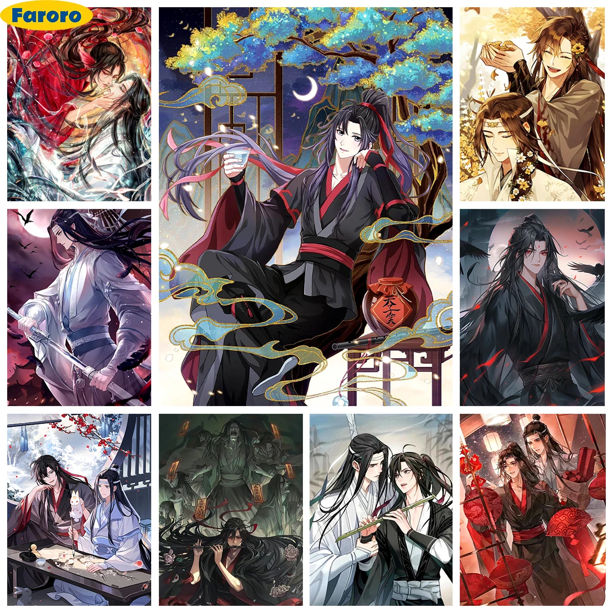 

MO DAO ZU SHI AB Diamond Painting Fantasy Anime Diy Diamond Embroidery Cross Stitch Wei Wuxian Poster Home Wall Decor Fans Gift