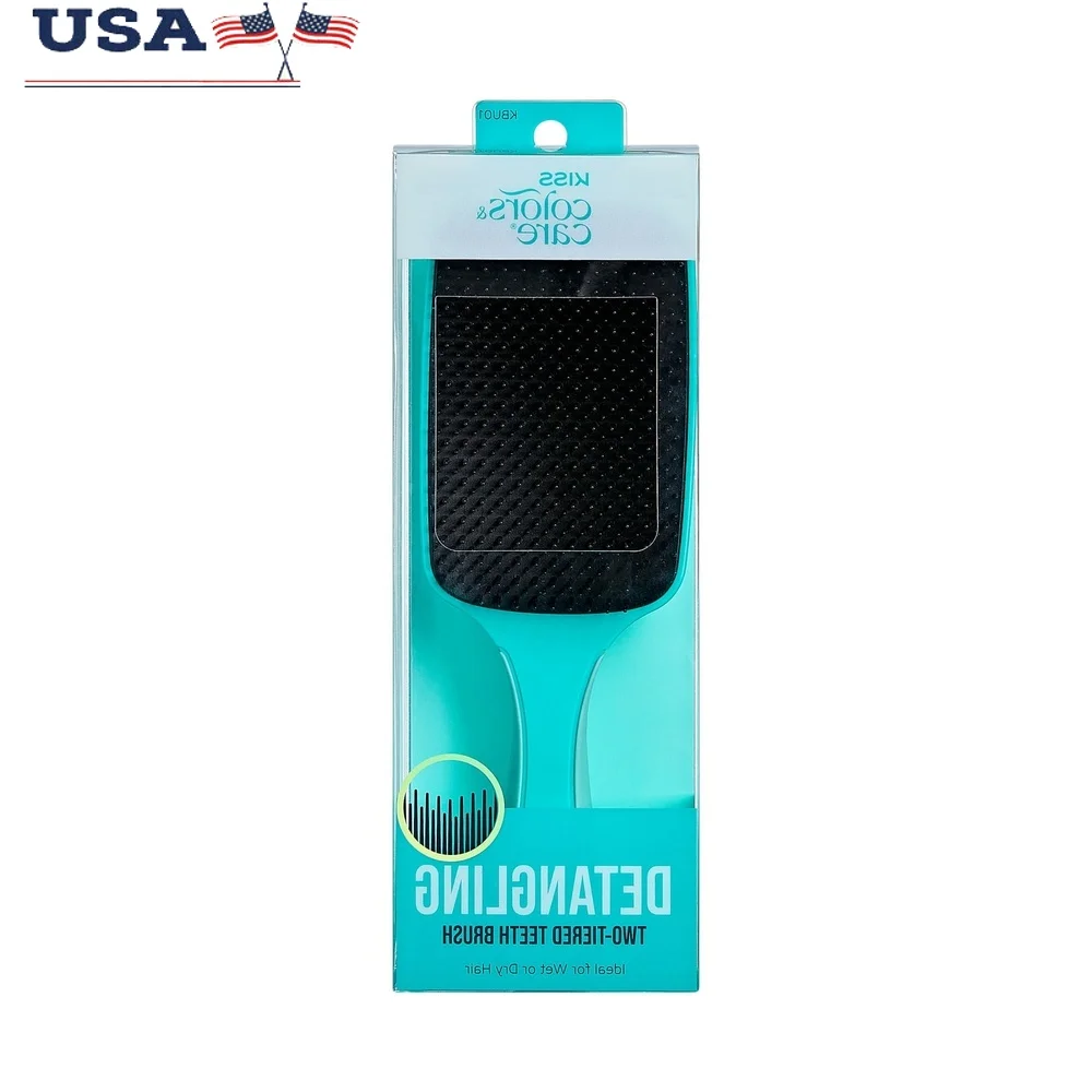 Two-Tiered Wide-Paddle Detangling Brush Wet Dry Hair Frizz Elimination Ergonomic Design Anti-Static Safe All Textures