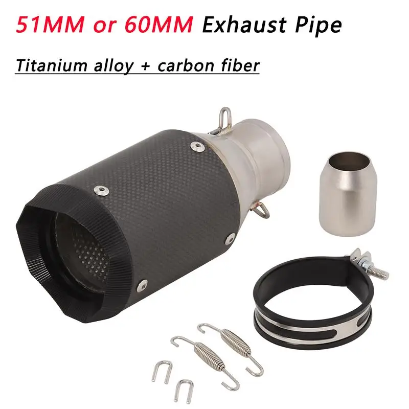 

51MM 60MM Exhaust Pipe For Universal Motorcycle Escape Muffler Silencer Slip On Without DB Killer Titanium alloy Carbon Fiber