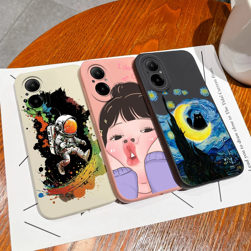 Case For OPPO Realme C67 4G C65 4G 5G Cute Cat Flower Liquid Shockproof Anti-fall Antifouling Shell For realme c67 c65 Funda