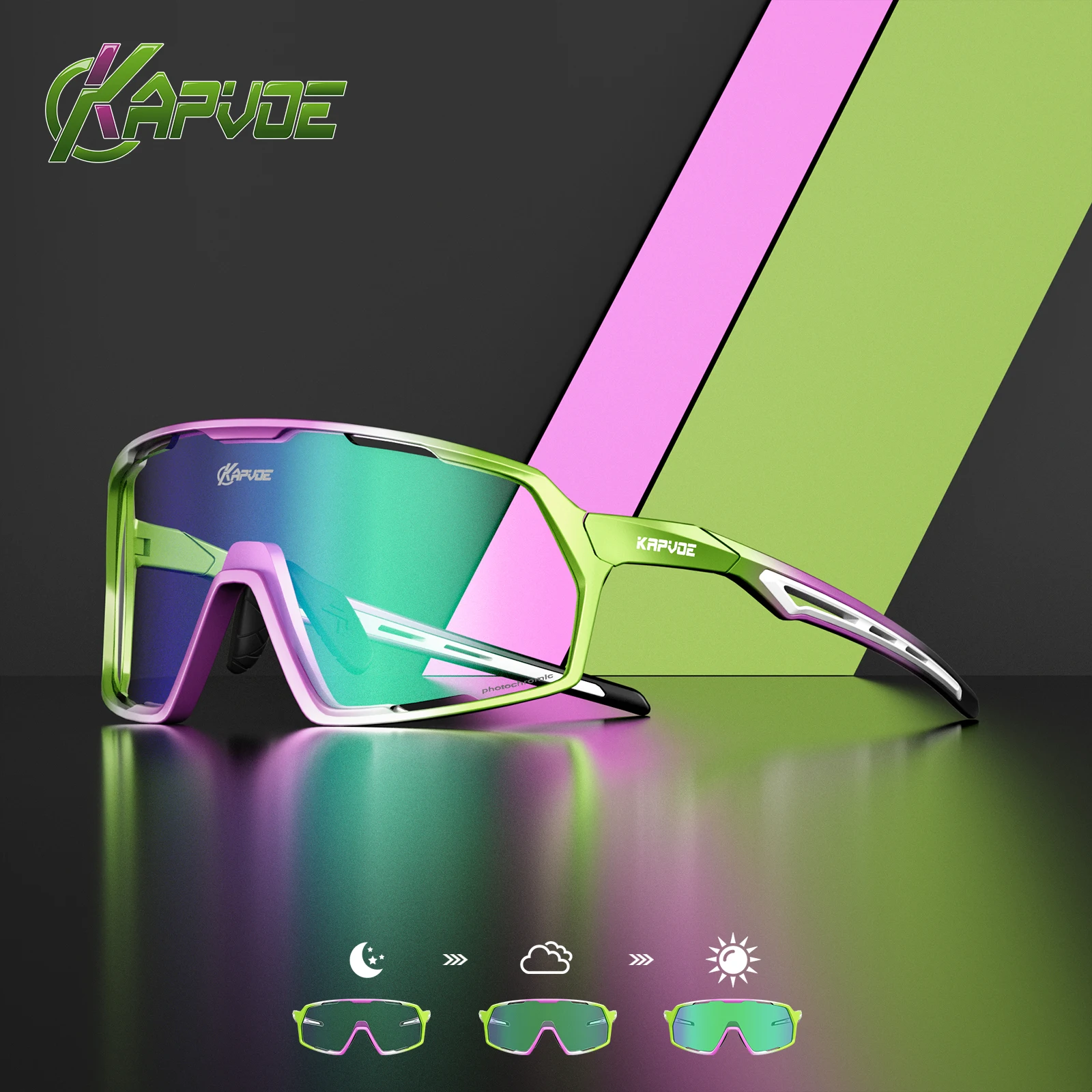 Kapvoe Photochrome Sonnenbrille Mann MTB Klettern Gläser Outdoor Sport Fahrrad Radfahren Gläser Frauen Fahren Fahrrad Brille UV400 6