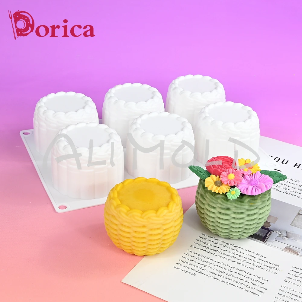 

Dorica Basket Mousse Cake Mould Diy Pudding Chocolate Cake Decorating Silicone Mold Candle Plaster Making Tools Kitchen Bakeware