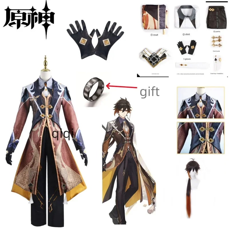 Genshin Impact Zhongli Cosplay Costume Game Zhong Li Full Set Morax Zhong Li Outfits Comic With Game Cosplay