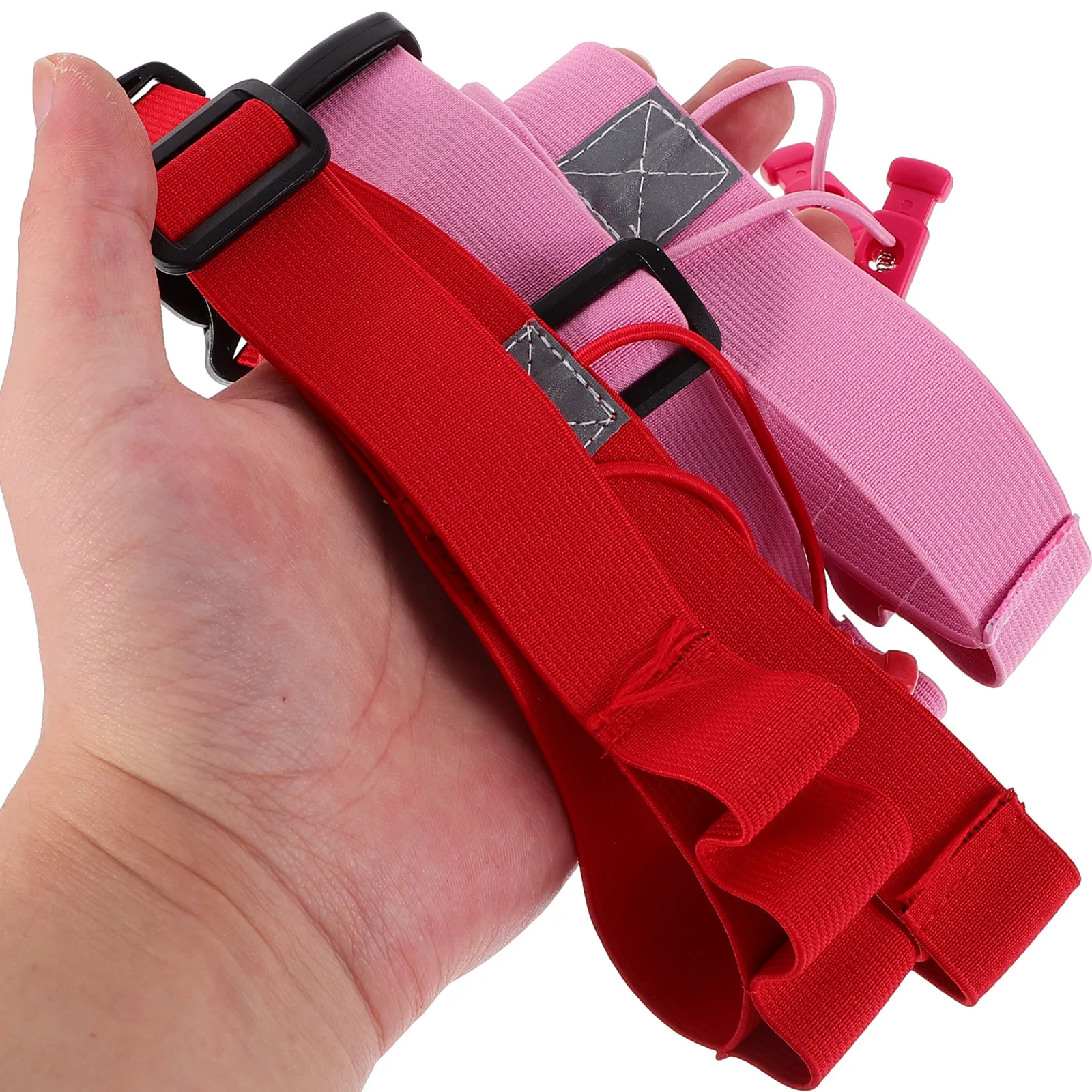2Pcs Race Number Belt Reflective Adjustable Lightweight Flexible Safety Band Suitable for Running Red Pink