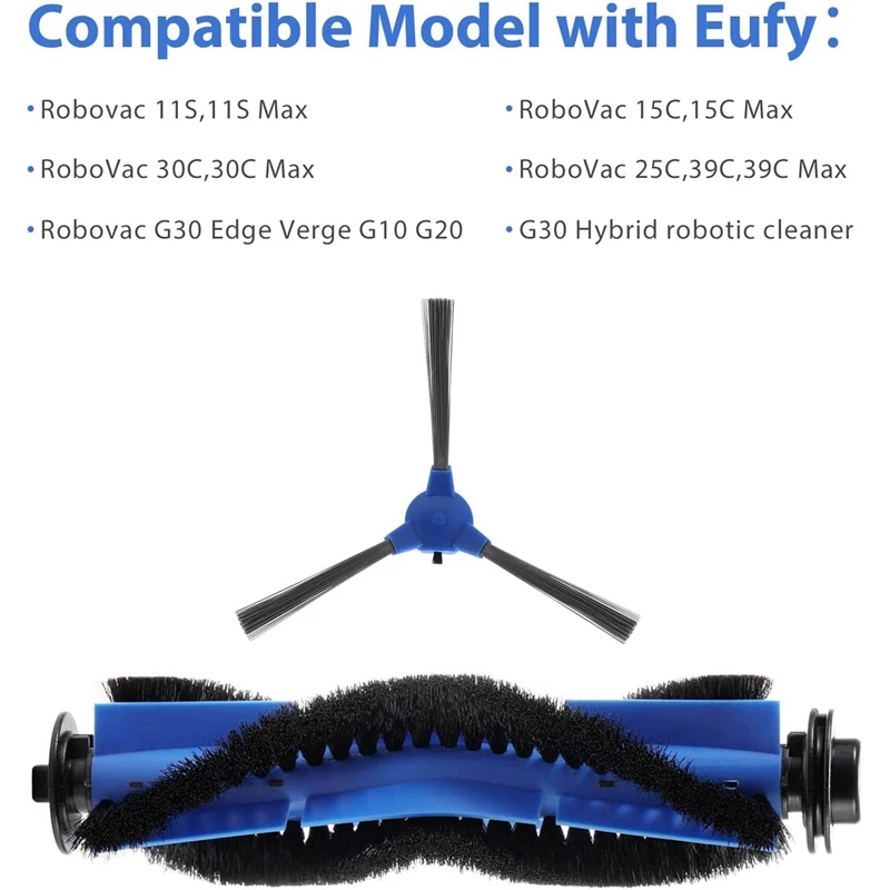 Spazzola a rullo con parti di ricambio blu per Eufy Robovac 11S, Robovac 15T, Robovac 30, Robovac 30C