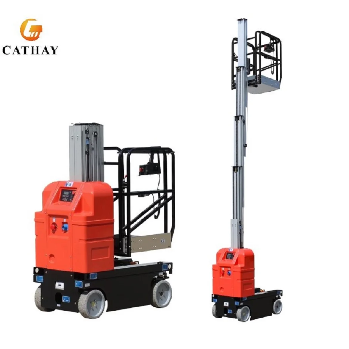 Cathaylift Ultra Stable Self-Propelled Aluminum Alloy Electric Mast Lift with 9m Max Platform Height for Precision Aerial Work