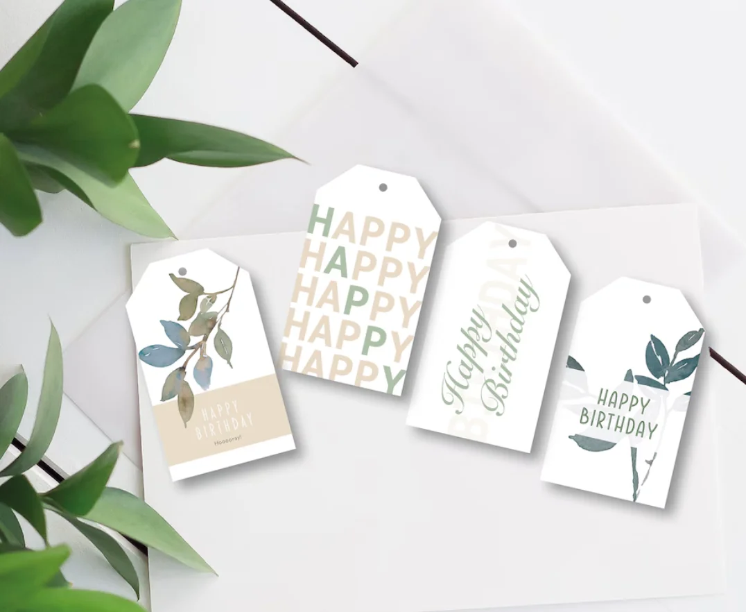 50pcs Personalized  Gift Tags / Happy Birthday Gift Tags / Gift Labels In Two Colors