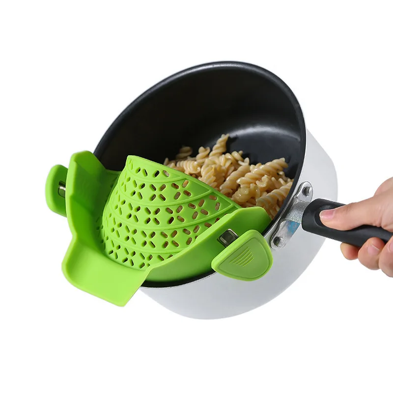 Universal Silicone Clip-on Pan Pot Strainer, Anti-spill Pasta Strainer, Food Grade, Rice, Fruit, Colander, Kitchen Items