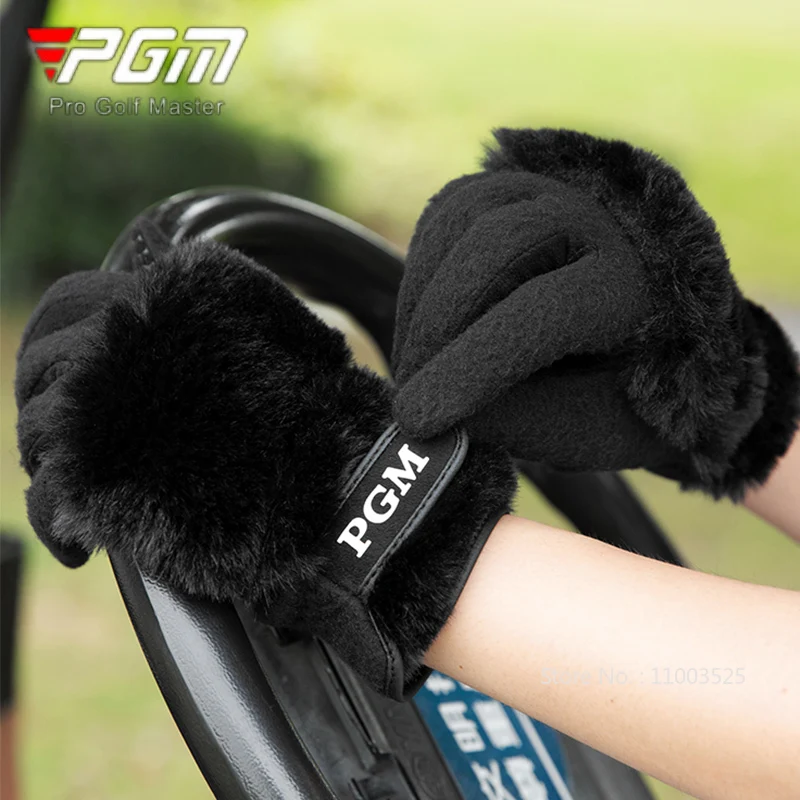 PGM 1 Pair Winter Ladies Fleece Warm Golf Gloves Women Anti-Slip Granules Sport Mittens Coldproof Left Right Hand Golf Gloves