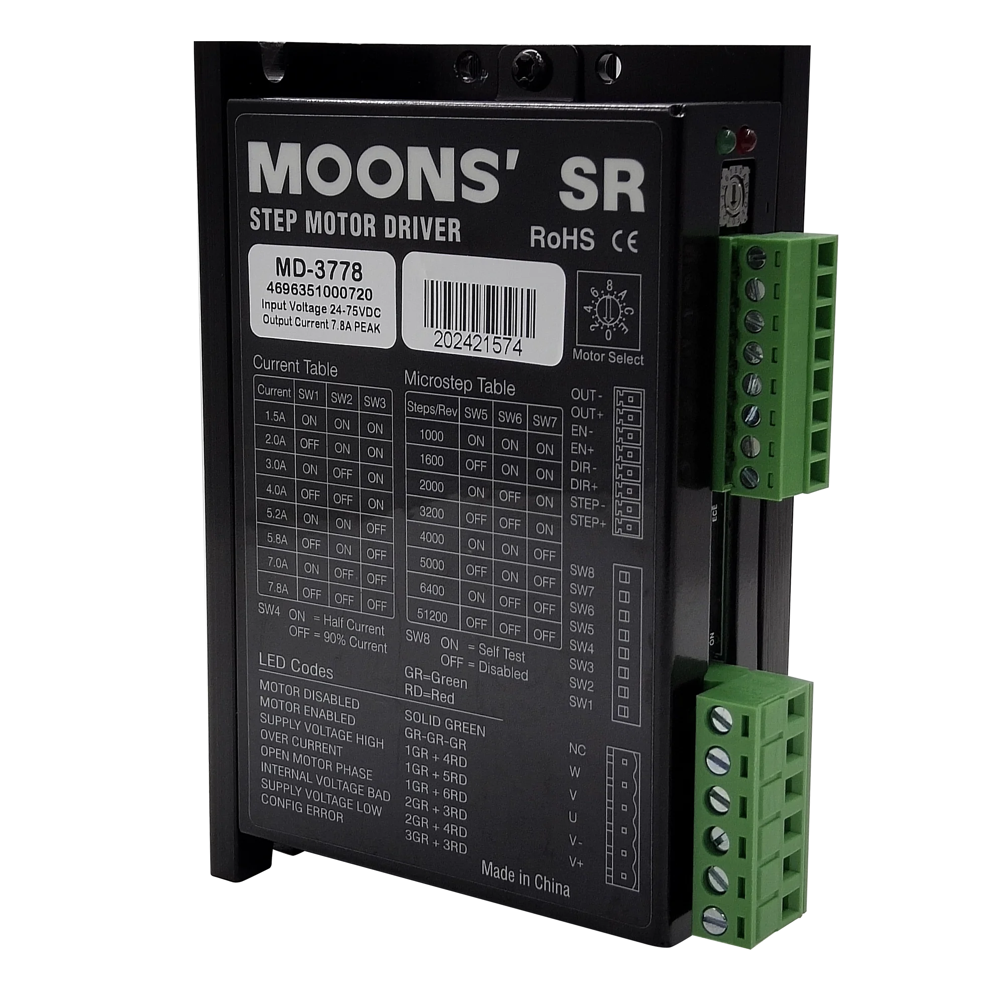 MOONS-controlador paso a paso, unidad armónica, 3 fases, nema 34, 7.8A, DC24-75V