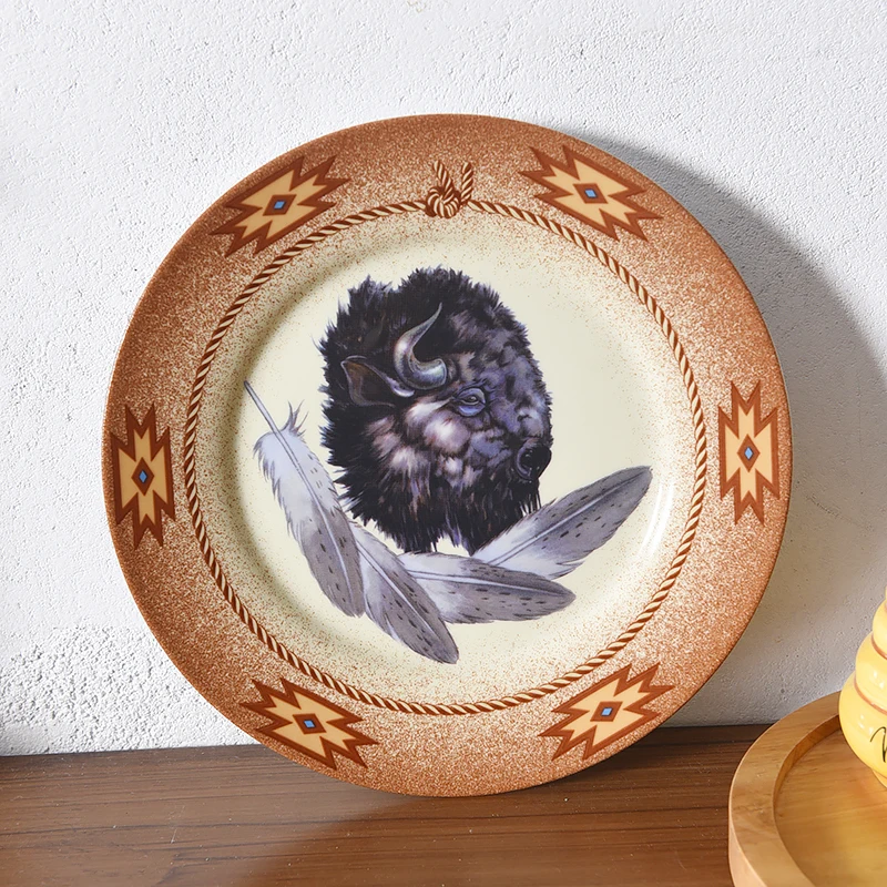 American rural retro ceramic 8-inch decorative plate, dried fruit candy plate, desktop wall jewelry plate