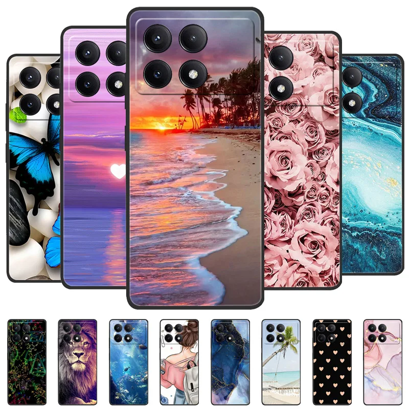 

For Xiaomi Poco X6 Case Cover Poco X 6 X6 Pro 5G Silicone Soft Marble Black Bumper Funda Coque for Xiaomi Poco X6 Pro Protective