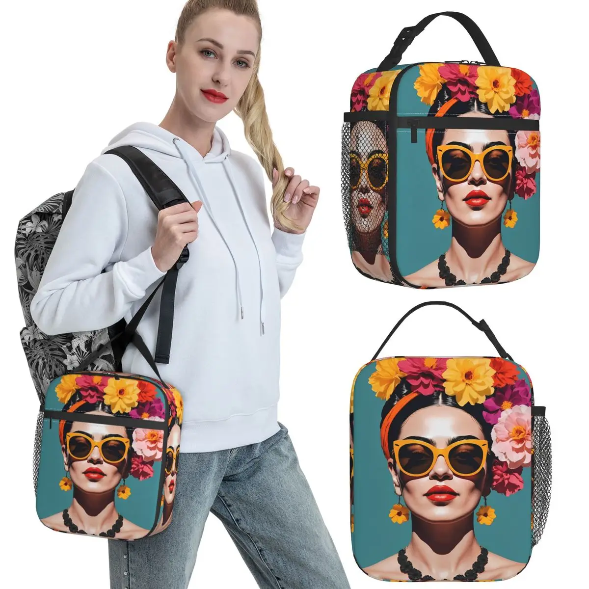 

Fridaes Kahloes Accessories Insulated Lunch Bag For School Food Box Portable Cooler Thermal Lunch Box