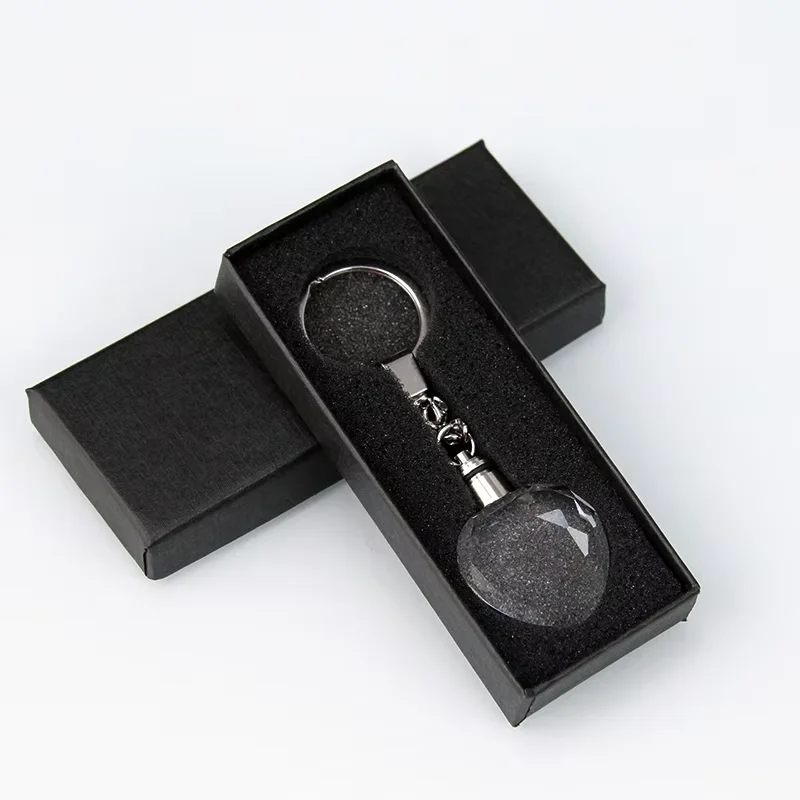 Wholesale 20pcs Transparency Blank K9 Crystal Block Cube Keychain for 3D Laser Engraving Picture Heart Crystal Keyring image 3