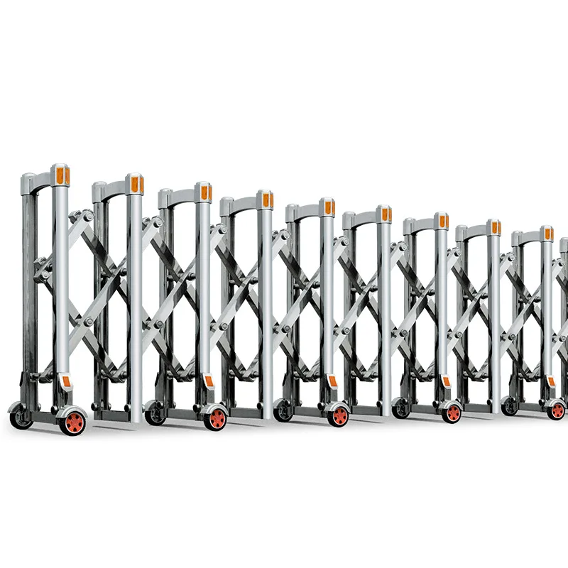 

Customized manual telescopic door Easy push-pull stainless steel isolation fence Folding mobile outdoor door