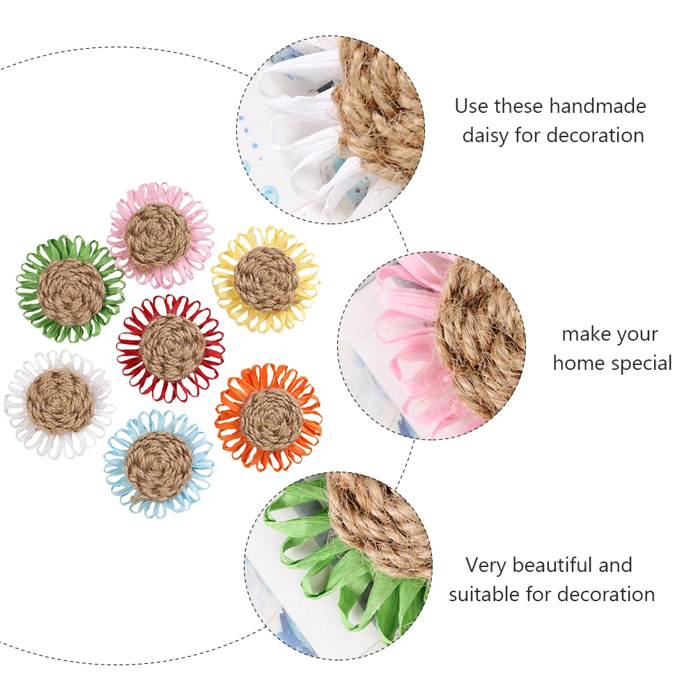 

7pcs Handmade Hemp Rope Daisy Christmas Decoration Diy Flower Accessories Rustic Exquisite Diy Daisy For Home Holiday Party