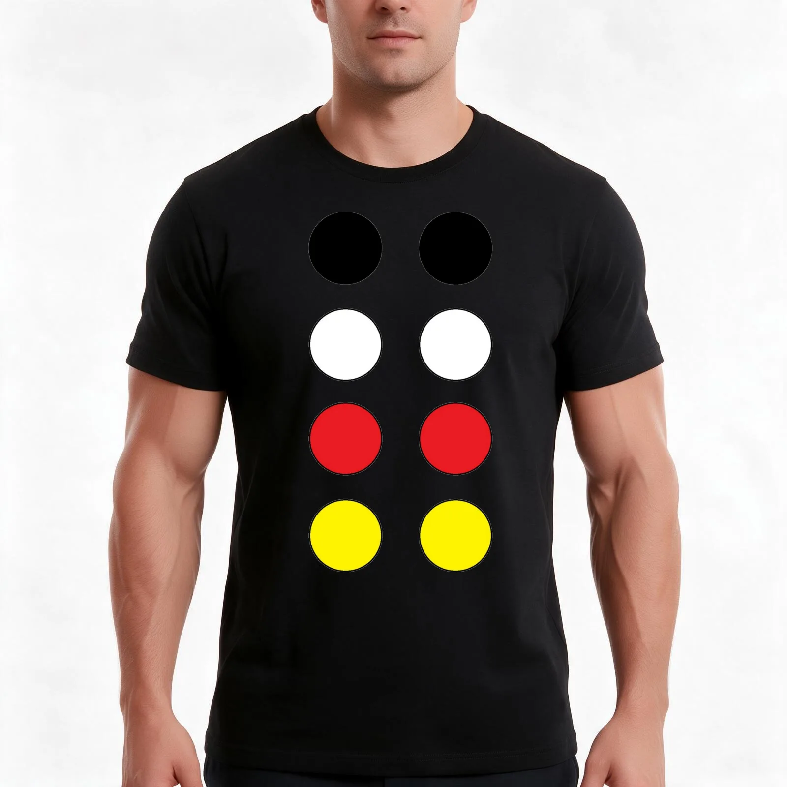Black White Red Yellow Dots T-Shirt, Summer Casual Cotton Tee, Oversized Streetwear Tops, Vintage Graphic Print, 100% Cotton