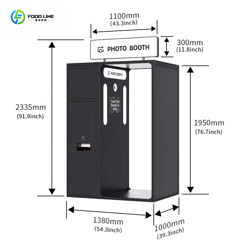 Customized Modular Removable Photo Booth Retro Bar And Locker Camera Booth For Commercial Use