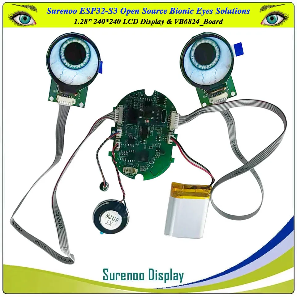 Surenoo ESP32-S3 مفتوح المصدر 1.28 "240*240 عيون بيونيك مستديرة LCD Xiaozhi AI Robert Deepseek Qwen3 WIFI بلوتوث لـ Ropet