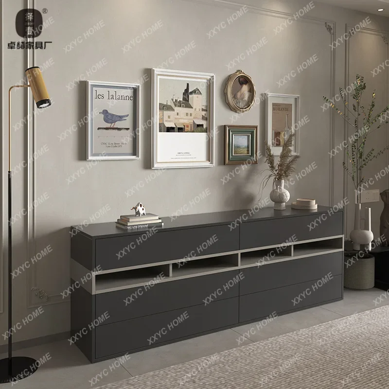 HMJ  light luxury paint porch chest cabinet living room side cabinet bedroom storage multi-layer solid wood contrasting color
