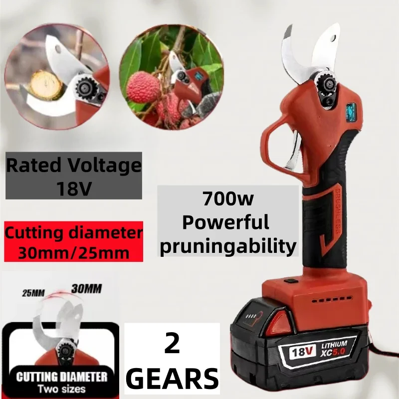 Electric Pruner 4 Gears Cordless Handheld Orchard Shrub Pruning Tree Branches Cutter For Milwaukee Battery
