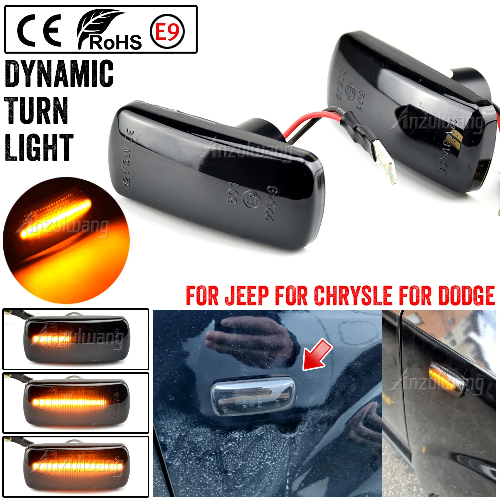 Sequential Flashing LED Turn Signal Side Marker Light For Jeep Grand Cherokee Chrysler 200 300C Dodge Avenger Lancia Flavia