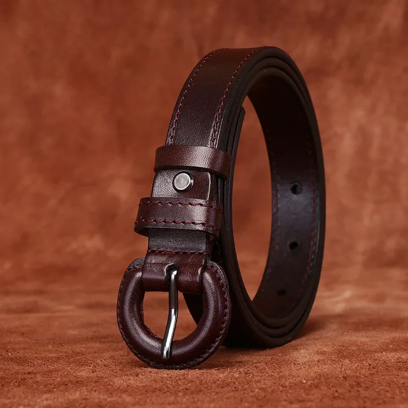 Fashionable and Simple 2.2cm First Layer Cowhide Decorative Belt for Women