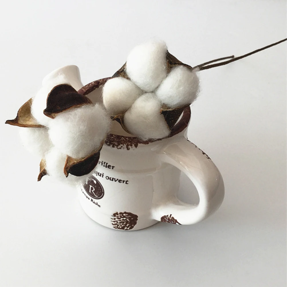 

10pcs Dried Cotton Floral Decor Fake Cotton Flower Home Decor Bendable Lifelike Christmas Birthday Party nament
