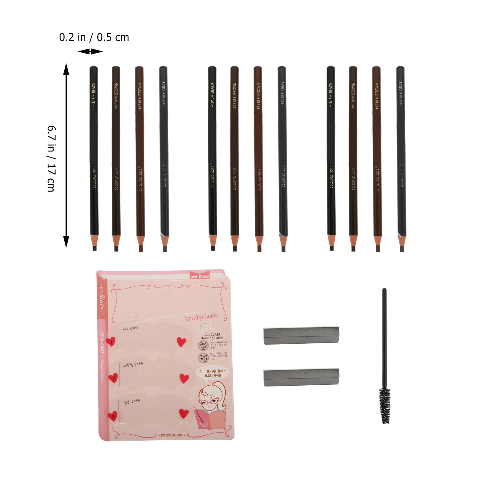 1 ensemble de crayons à sourcils, outils de maquillage polyvalents, accessoire cosmétique charmant longue durée, crayon de dessin pour femmes