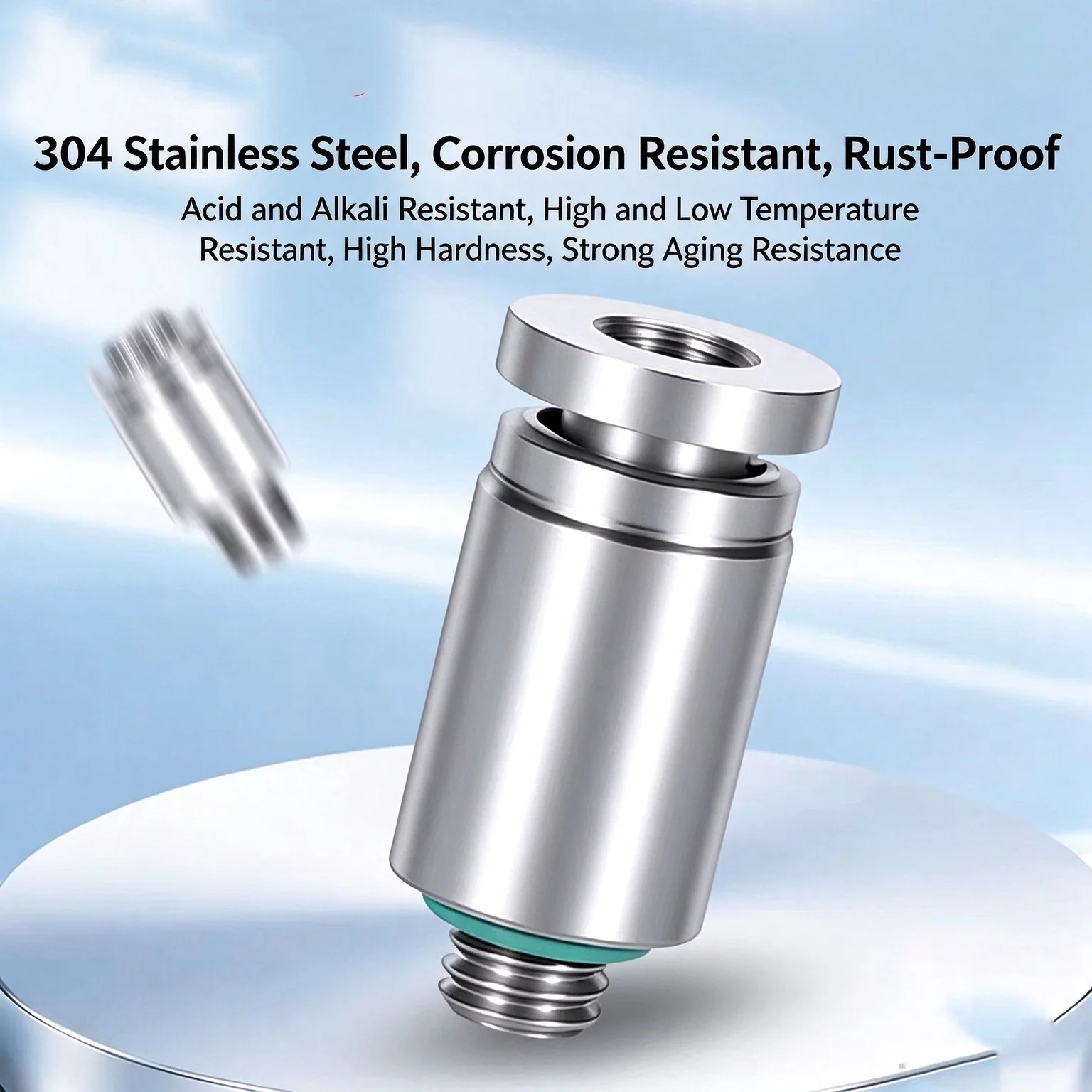 POC 304 Stainless Steel Pneumatic Quick Connector External Thread Straight through Cylindrical PT1/8 1/4 Hose Air Pipe Connector