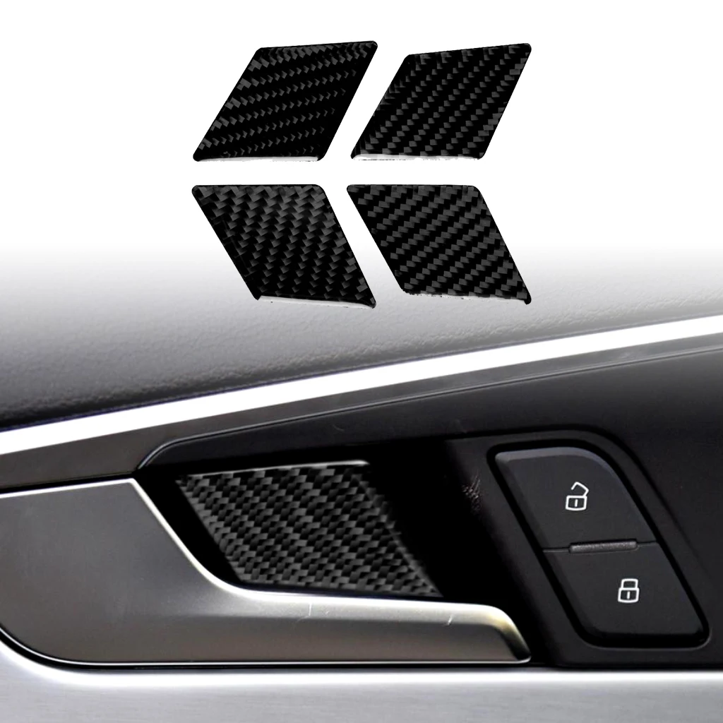 For Audi A4 B9 2017 2018 2019 2020 Car Inner Door Handle Bowl Cover Trim Stickers Carbon Fiber Auto Interior Accessories