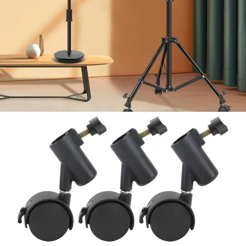 3pcs Light Stand Wheels With Brake 16MM 360° Rotating Quiet Easy To Install Tripod Swivel Casters For Live Photography