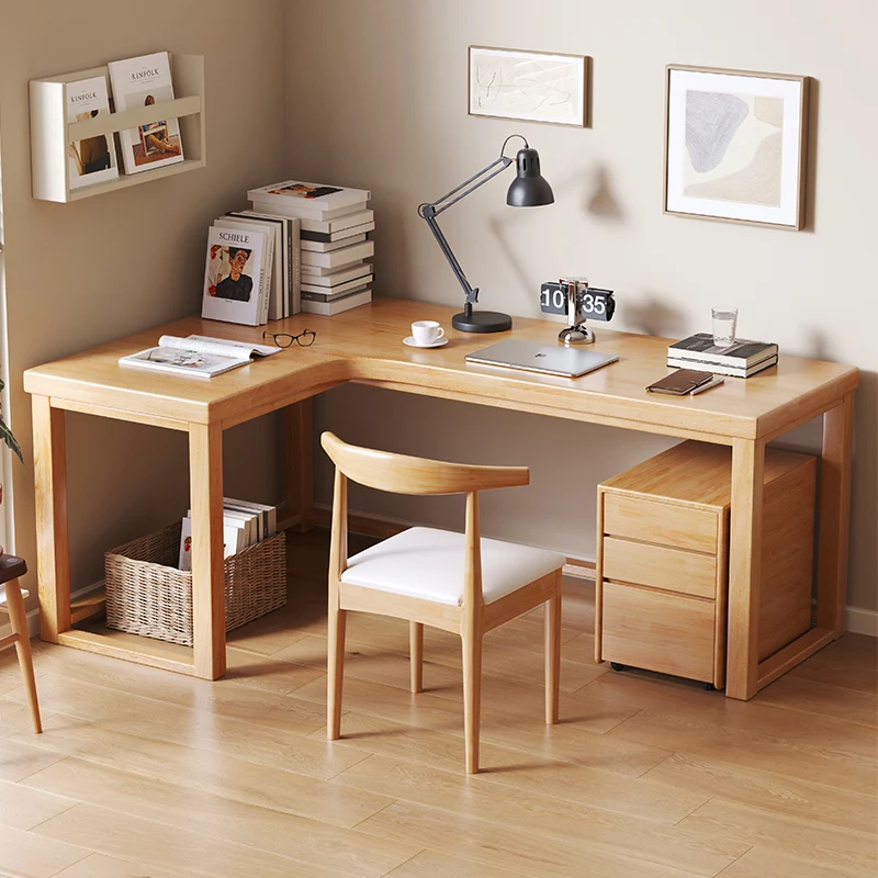 *Corner  for Home Office, Student Bedroom, Double Workbench. Modern Design, Solid Wood Computer , Modern and Simple.